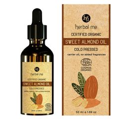 HERBAL ME 100% Organic Cold Pressed Sweet Almond Oil - 50ml-56
