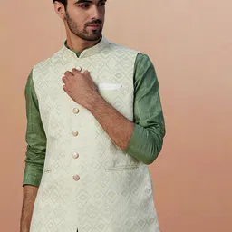 Manyavar Men Self Design Nehru Jacket-image-89