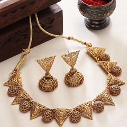 PANASH Gold-Plated & Golden-Coloured Artificial Beads-Studded Jewellery-40