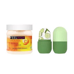FEELHIGH Set Of 2  Ice Roller-10ml With Vitamin C Cream -500ml-12