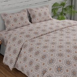 Huesland Brown & Orange Coloured Printed 144TC Cotton Single Bedsheet Set 2.23 m x 1.39 m-7