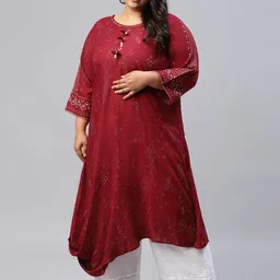 W Women Red Kurta-image-14