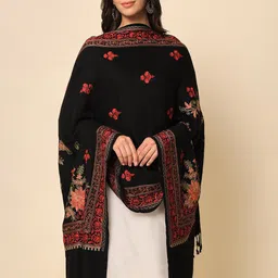 HERE&NOW Women Black & Red Woven Design Shawl-picture-32