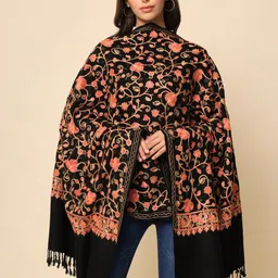 HERE&NOW Women Black Embroidered Shawl-picture-43