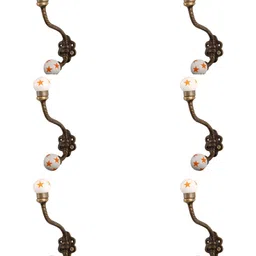 IndianShelf Orange & Brown 6 Pieces Ceramic Star Floral Key Hooks-image-80