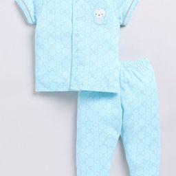 BABY GO Girls Graphic Printed Lapel Collar Pure Cotton Shirt with Pyjamas-picture-32