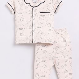 BABY GO Girls Graphic Printed Lapel Collar Pure Cotton Shirt with Pyjamas-picture-27