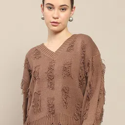 Madame Women Pullover with Fringed Detail-image-10