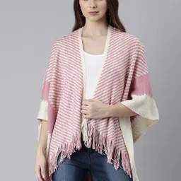 SHOWOFF Striped Acrylic Open Front Shrug-32