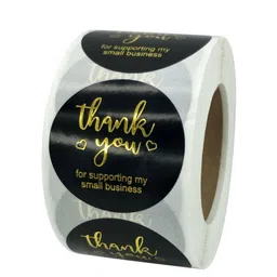 Jaamso Royals Black Thank You Round Label Stickers-2