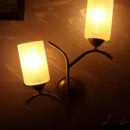 MFD HOME FURNISHING Gold-Colored & White Solid Cylindrical Shaped Wall Lamps-6