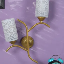 MFD HOME FURNISHING Gold-Colored & White Solid Cylindrical Shaped Wall Lamp-12