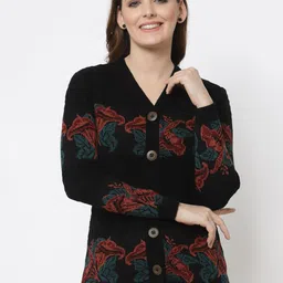 Kalt Women Black & Rust Knitted Cardigan-picture-19