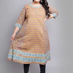 YASH GALLERY Women Multicolour Plus Size Floral Printed A-Line kurta-10