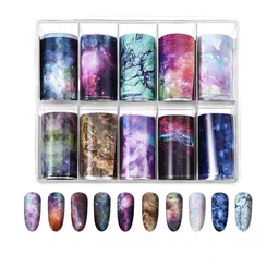 FEELHIGH 10Pcs Transfer Paper Marble Shining Nail Foil Sticker-47