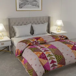 JAIPUR FABRIC Pink & Cream-Coloured Geometric Mild Winter 250 GSM Double Bed Comforter-picture-9