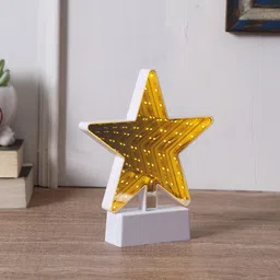 TAYHAA Yellow & White Textured Star Shaped LED Lighting with Mirror Table Top Lamp-26
