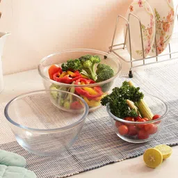Femora Set Of 3 Transparent Borosilicate Glass Microwave Safe Mixing Bowls-40