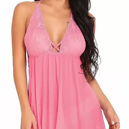 PIBU Self Design Halter Neck Net Baby Doll-picture-28