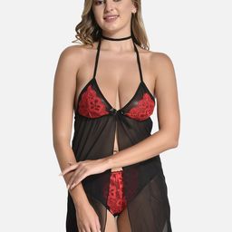 StyFun Self Design Shoulder Straps Satin Baby Doll-45