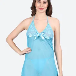 Fleurt Self Design Halter Neck Baby Doll With Briefs-image-78