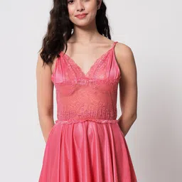 Klamotten Women Pink Self Designed Shoulder Straps Baby Doll-image-28