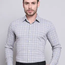 Majestic Man Men Comfort Slim Fit Gingham Checks Opaque Checked Casual Shirt-picture-8