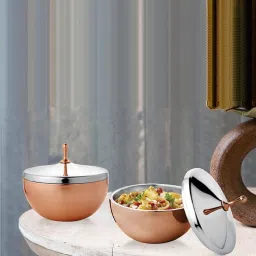 urbanspoon Vina 1 Ltr Copper Stainless Steel Double Wall Serving Bowl-picture-4
