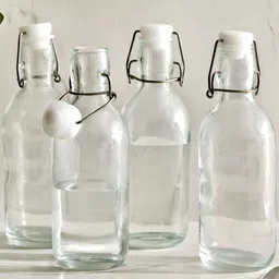 Home Centre Transparent Set of 4 Glass Solid Water Bottle-4