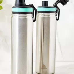 Home Centre Silver-Toned Set of 2 Stainless Steel Solid Water Bottle-10