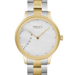 Obaku Men White Brass Embellished Dial & Multicoloured Stainless Steel Bracelet Style Straps Analogue Watch-12