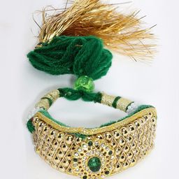 Sanjog Gold-Plated Stone-Studded Rajasthani Pochu Kada Bracelet Bajuband Thread Armlet-image-21