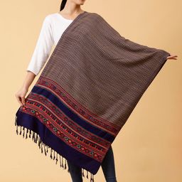 Moda Chales Striped Woollen Shawl-image-10