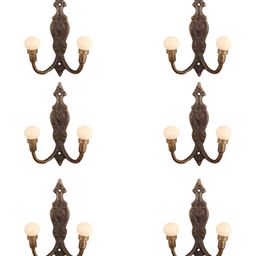 IndianShelf Cream-Coloured & Brown 6 Pieces Ceramic Crackle Wall Hooks-3