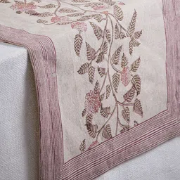Fabindia Maroon & Beige Ayira Cotton Hand Block Printed Cotton Table Runner-46