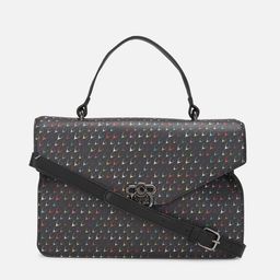 Allen Solly Black Embellished PU Bowling Satchel-17