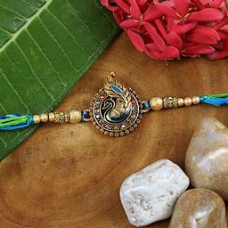 Asthetika Beaded Thread Rakhi with Greeting Card & Roli Chawal-23