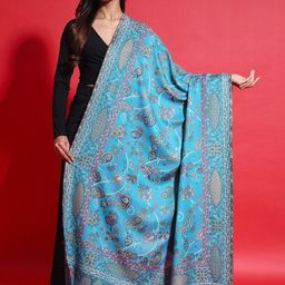 Zamour Paisley Woven Design Pure Wool Shawl-37