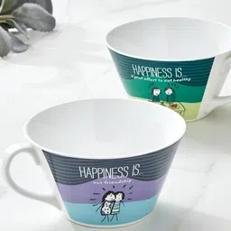 Home Centre White & Blue  2 Pieces Bone China Bowl 350ml-32