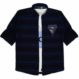 CAVIO Boys Comfort Fit Horizontal Striped Pure Cotton Casual Shirt With T-Shirt-image-55