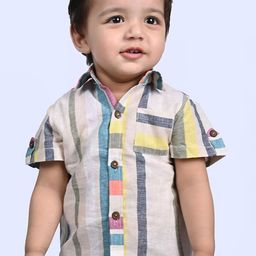 Little Llama Boys Comfort Vertical Striped Linen Casual Shirt-image-39
