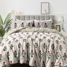 The White Moss Hannah Reversible Print Pinch Pleat AC Comforter With Pillow Cover-image-30