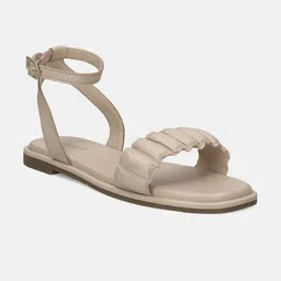 BAGATT Flower Textured Leather Ankle Strap Open Toe Flats-20