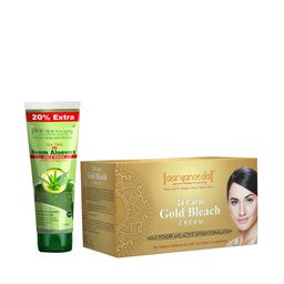 Aryanveda Set Of 2 Tea Tree Face Wash 120ml & 24 Carat Gold Bleach 250g-9