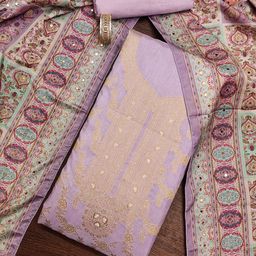 KALINI Ethnic Motifs Zari Woven Design Unstitched Dress Material-image-16