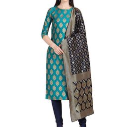 KALINI Printed Art Silk Unstitched Dress Material-image-37