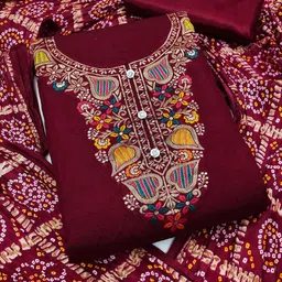 KALINI Ethnic Motif Printed Unstitched Dress Material-image-5