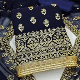 SHADOW & SAINING Embroidered Silk Georgette Unstitched Dress Material-image-26