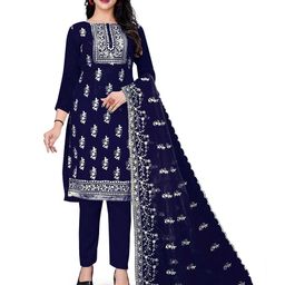 MANVAA Floral Embroidered Organza Unstitched Dress Material-picture-17