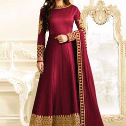 Chandbaali Embroidered Art Silk Semi-Stitched Dress Material-image-13